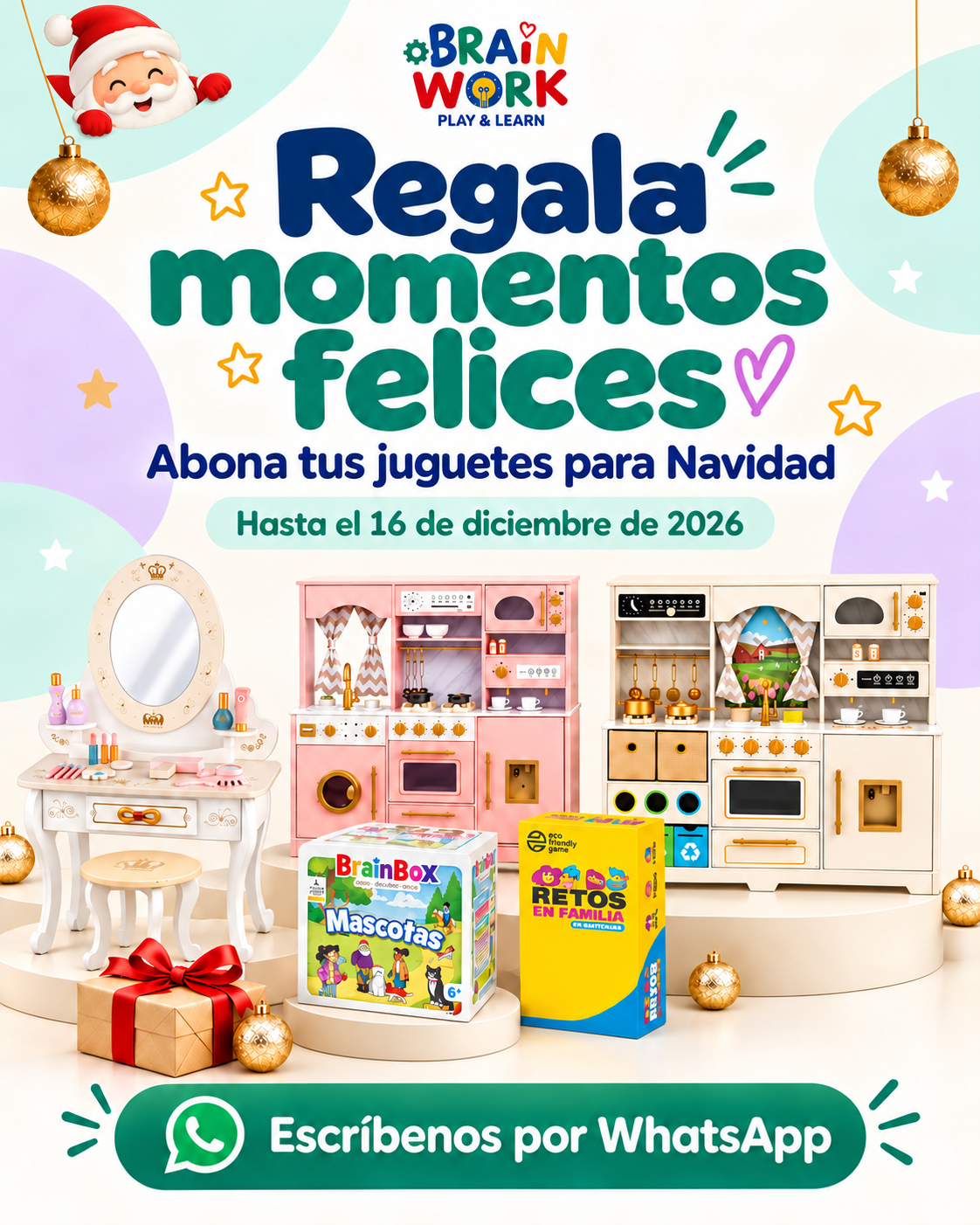 Abona tus juguetes para Navidad hasta el 16 de diciembre de 2026: escríbenos por WhatsApp